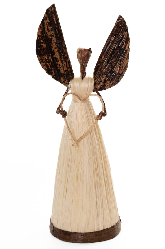 ÄNGEL 21 cm hjärta sisal bananfiber
