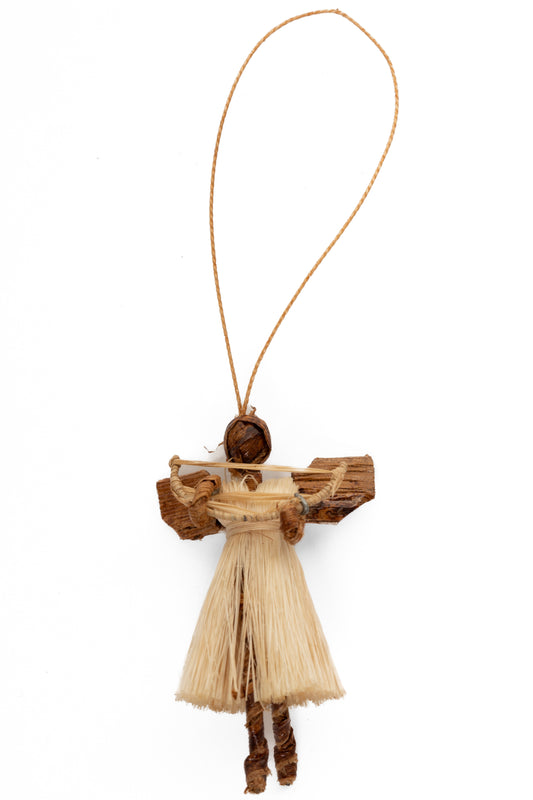 ÄNGEL 8 cm harpa hängande sisal bananfiber