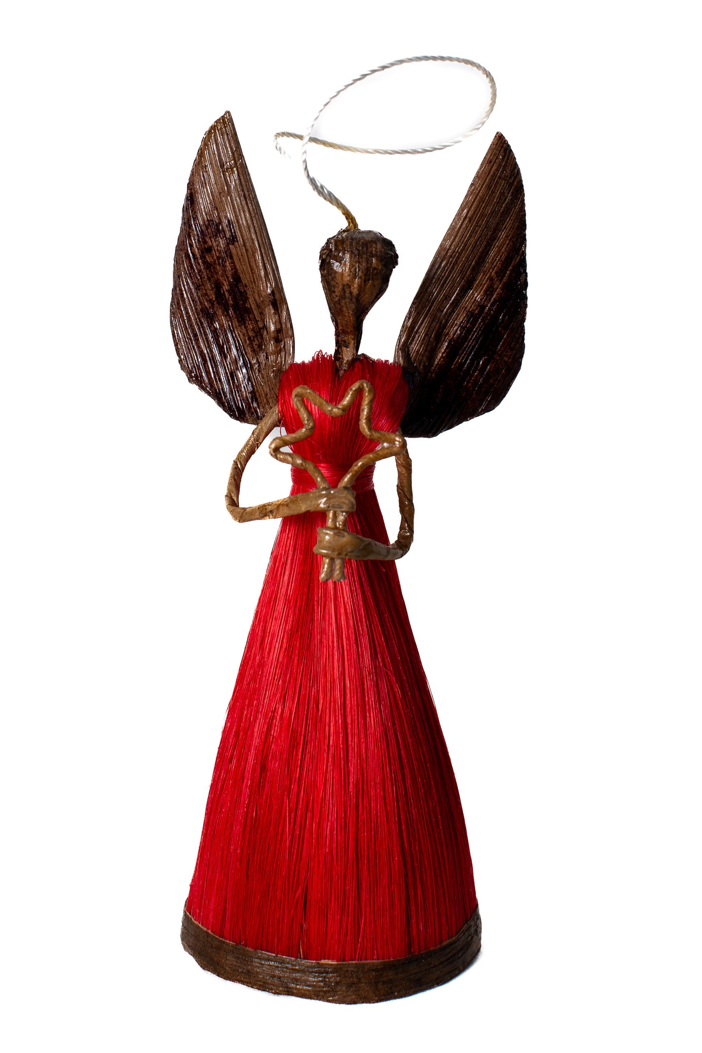 ÄNGEL 15 cm stjärna röd sisal bananfiber