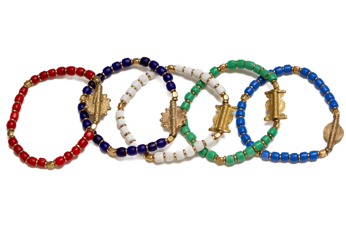 Armband Turkana mässing vintage glaspärlor röd