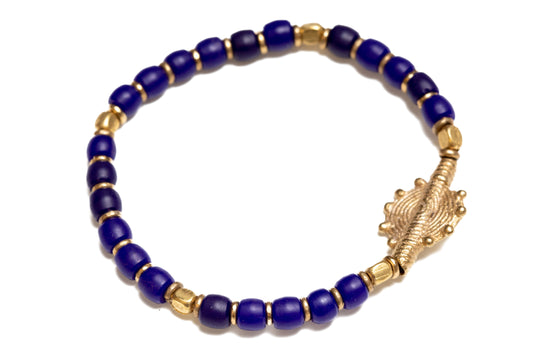 Armband Turkana mässing vintage glaspärlor mörkblå