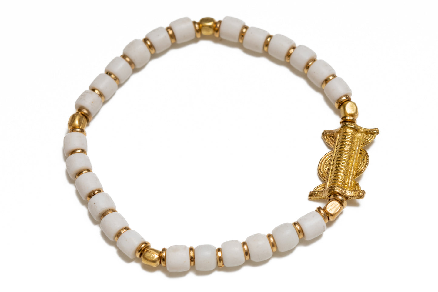 Armband Turkana mässing glaspärlor vit