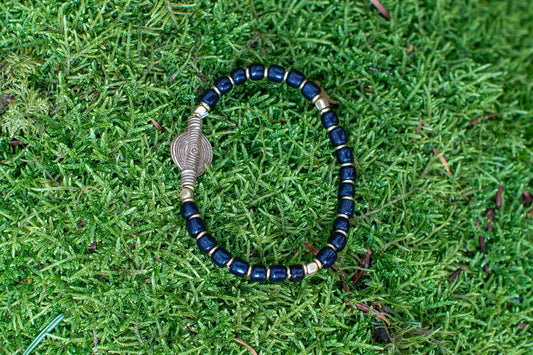 Armband Turkana mässing vintage glaspärlor svart