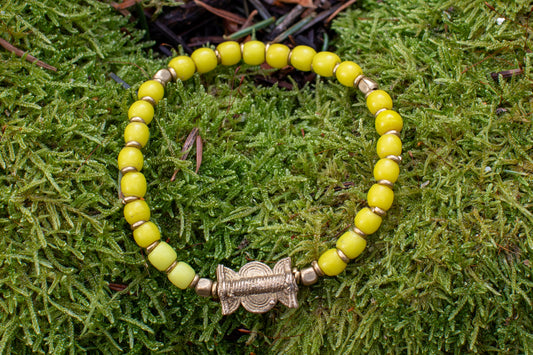 Armband Turkana mässing vintage glaspärlor gul