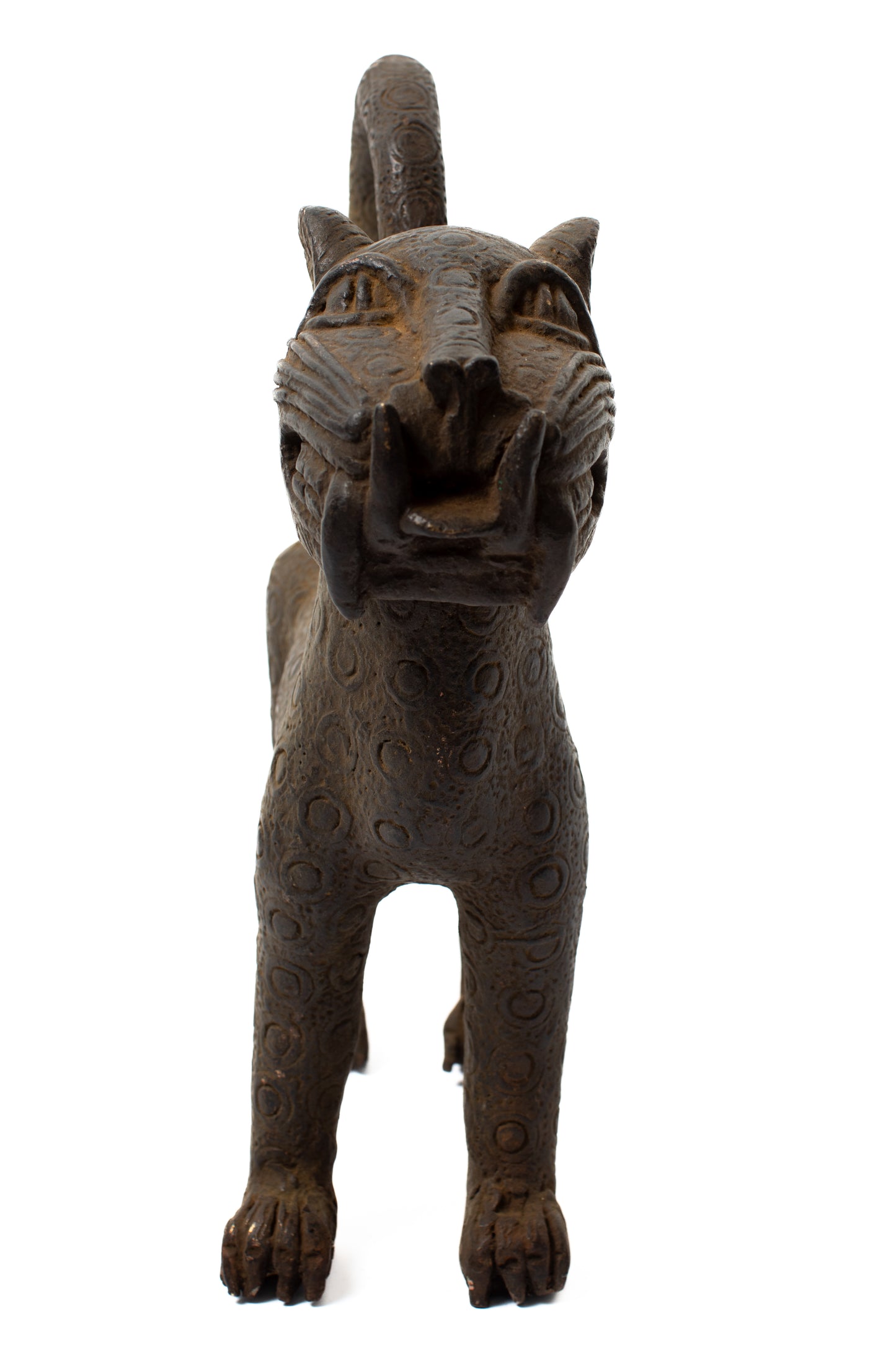 Bronsstaty 37 cm leopard Benin