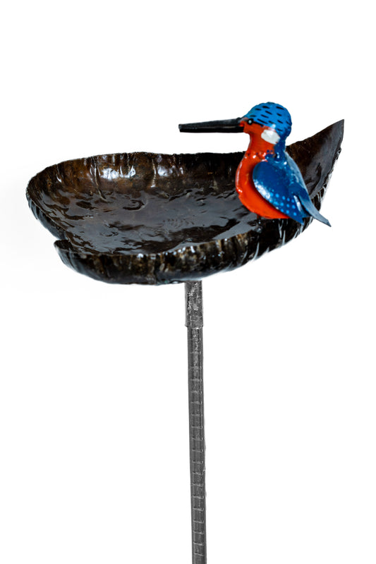Fågelbad/bord pinne kungsfiskare 27 cm återbruk