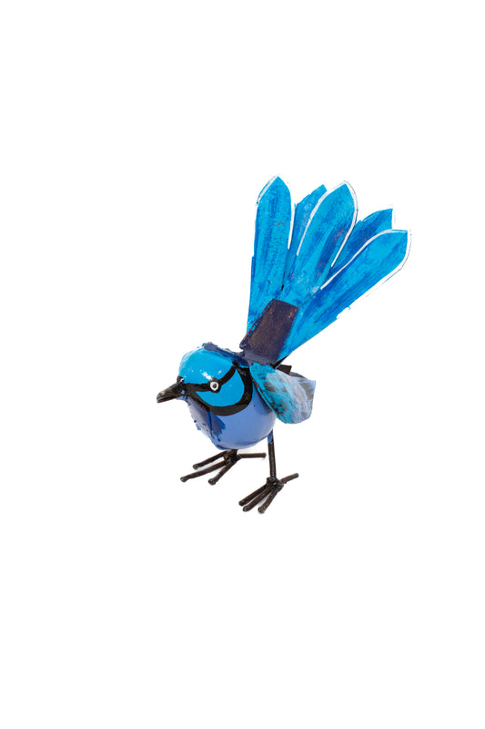 Ljusblå spretig fågel 15 cm återbruk