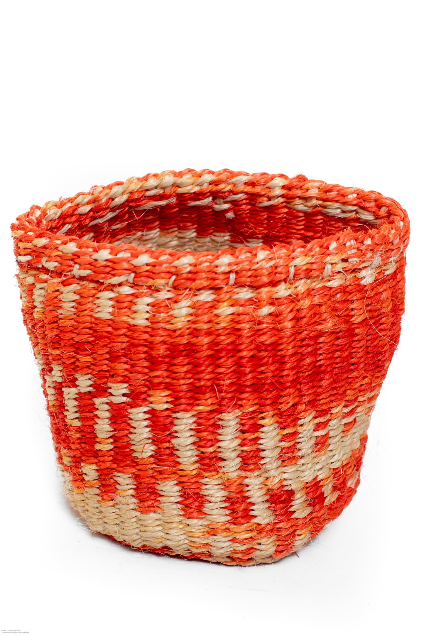 Förvaringskorg 12 cm orange vit sisal