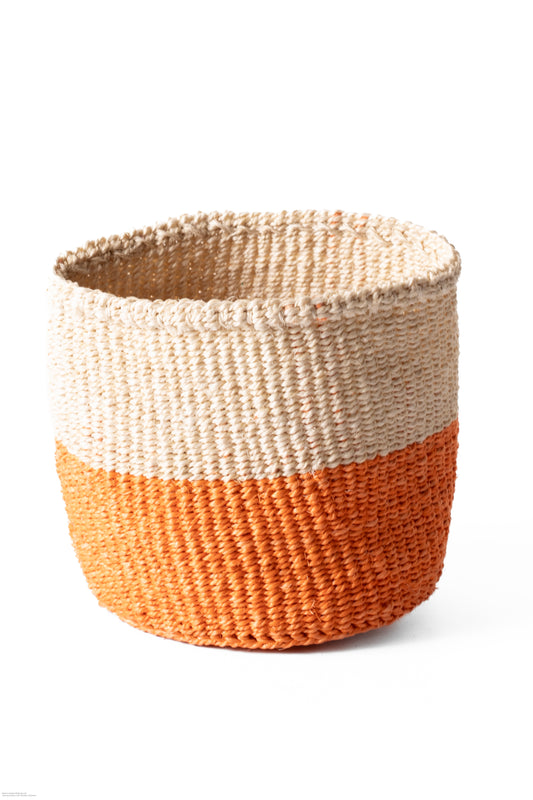 Förvaringskorg 16 cm vit orange sisal