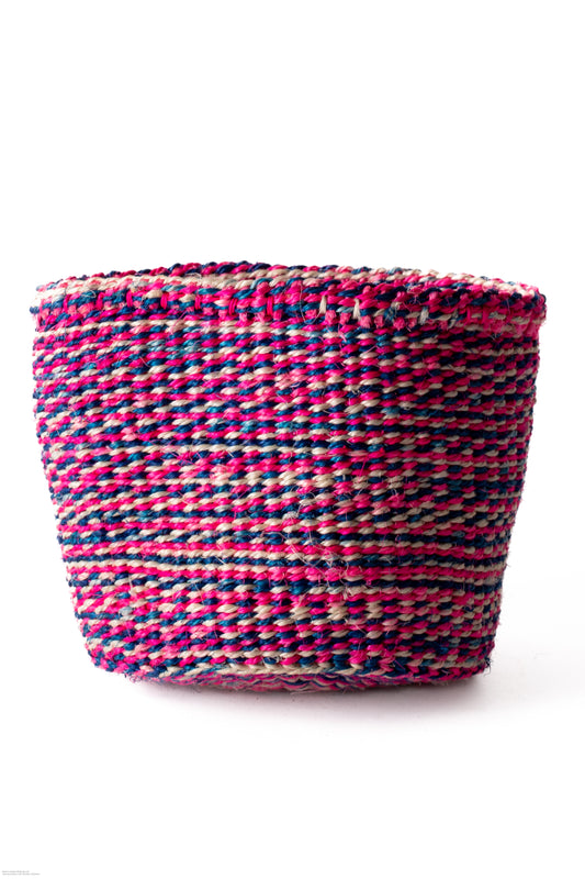 Förvaringskorg 17 cm melerad rosa blå vit sisal