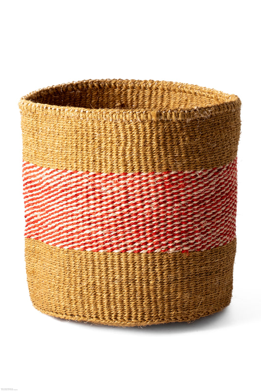 Förvaringskorg 21 cm mönstrad sand röd sisal