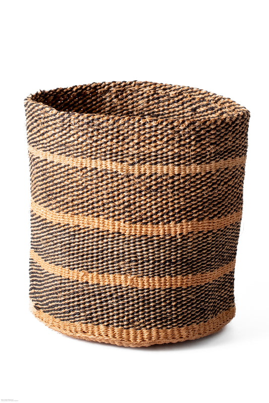 Förvaringskorg 21 cm mönstrad sand svart sisal
