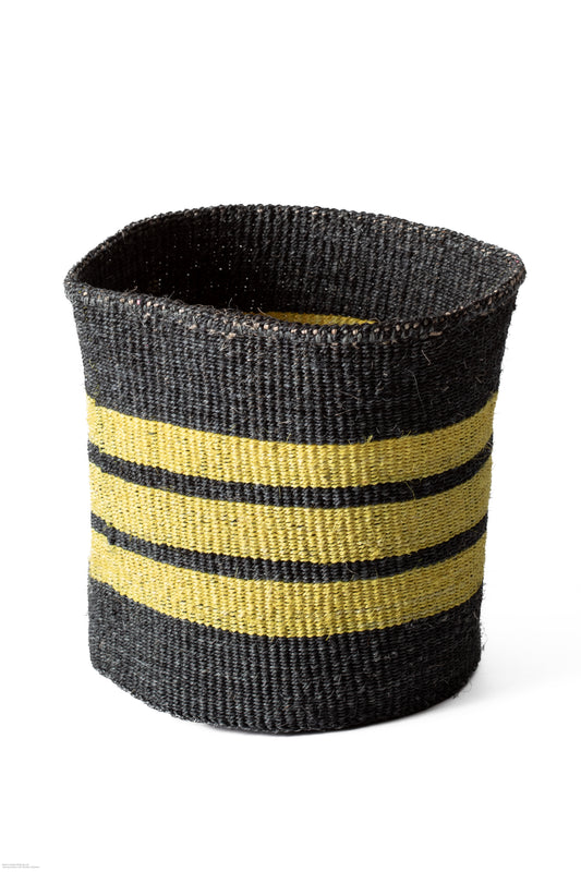 Förvaringskorg 21 cm randig gul svart sisal