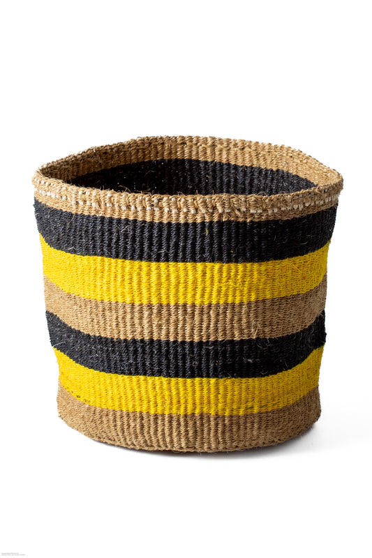 Förvaringskorg 21 cm randig svart gul sisal