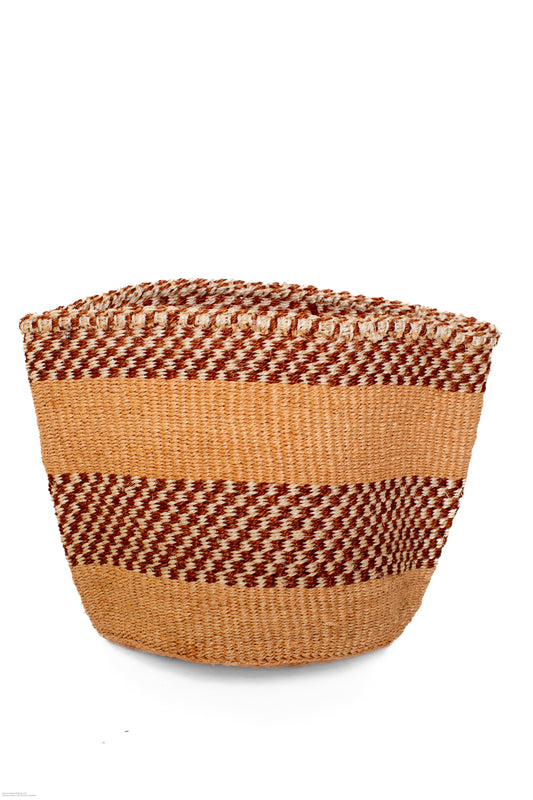 Förvaringskorg 21 cm sand brunvit rutigt sisal