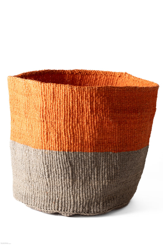 Förvaringskorg 35 cm orange grå sisal