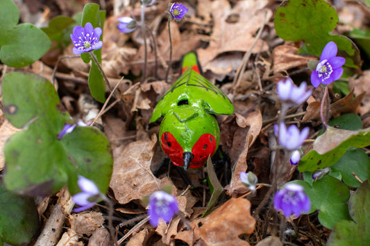 Grönsvart FÅGEL 12 cm återbruk