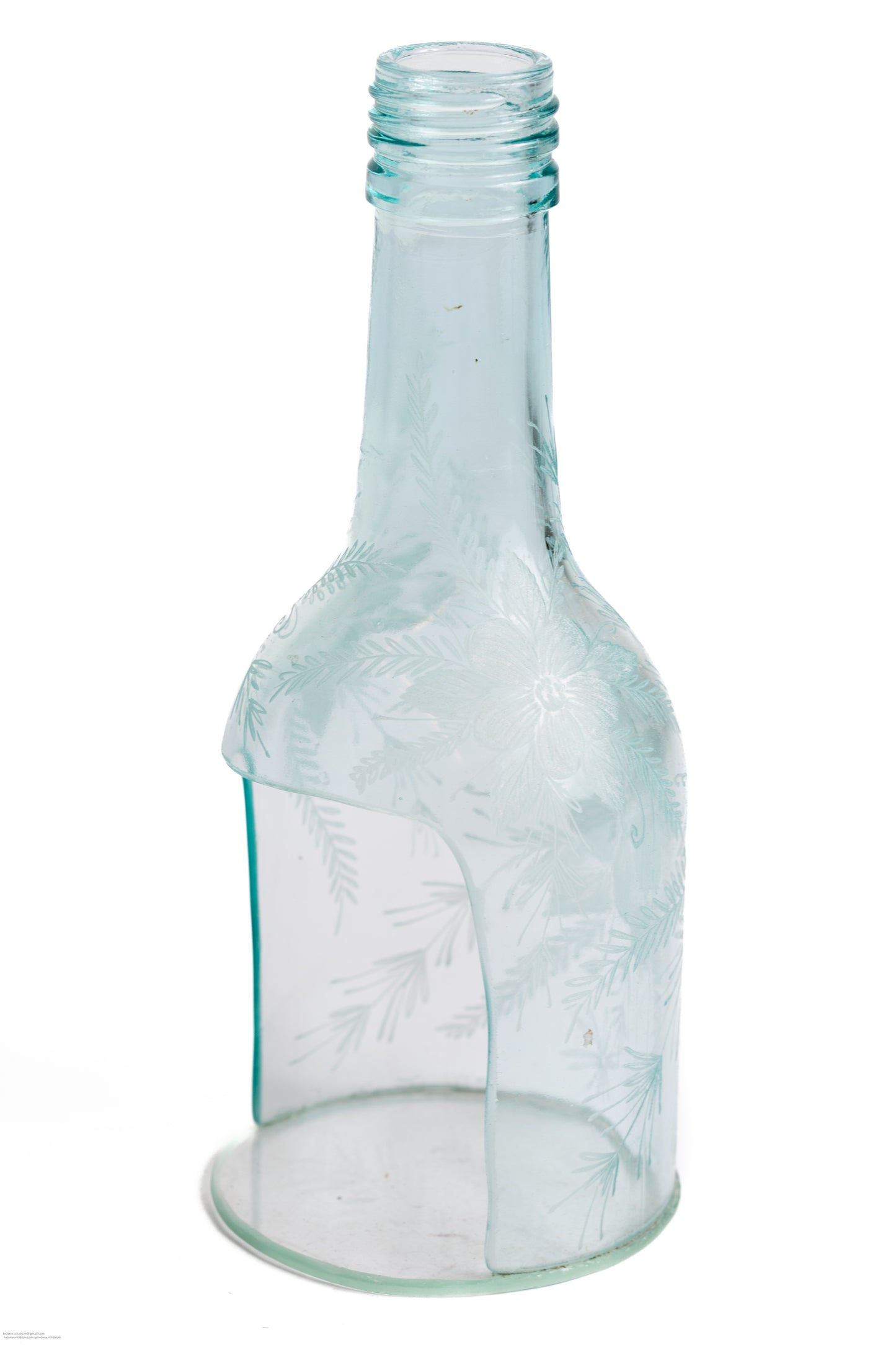 Handgraverad värmeljuslykta 18 cm blommor