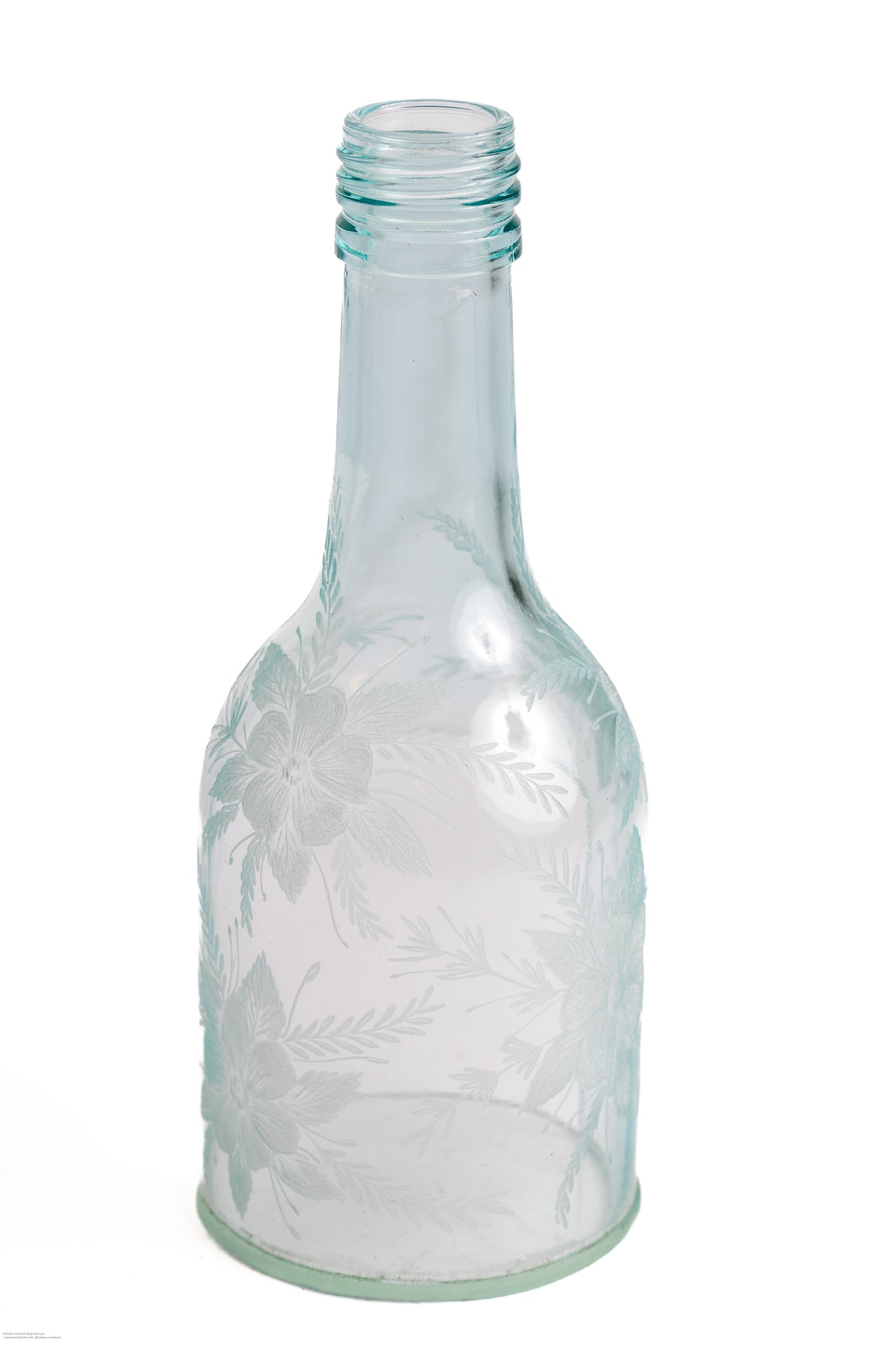 Handgraverad värmeljuslykta 18 cm blommor