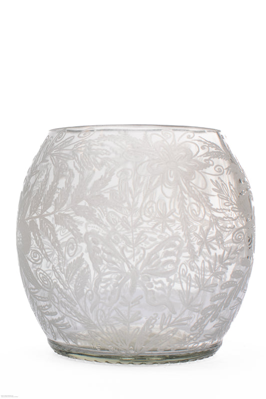 Handgraverad vas 13 cm floral