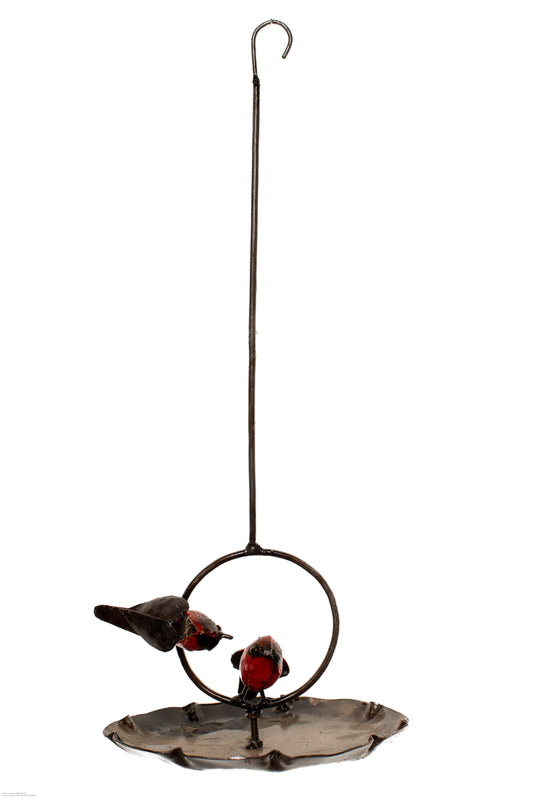 Hängande fågelbord 21 cm RÖDA FÅGLAR återbruk