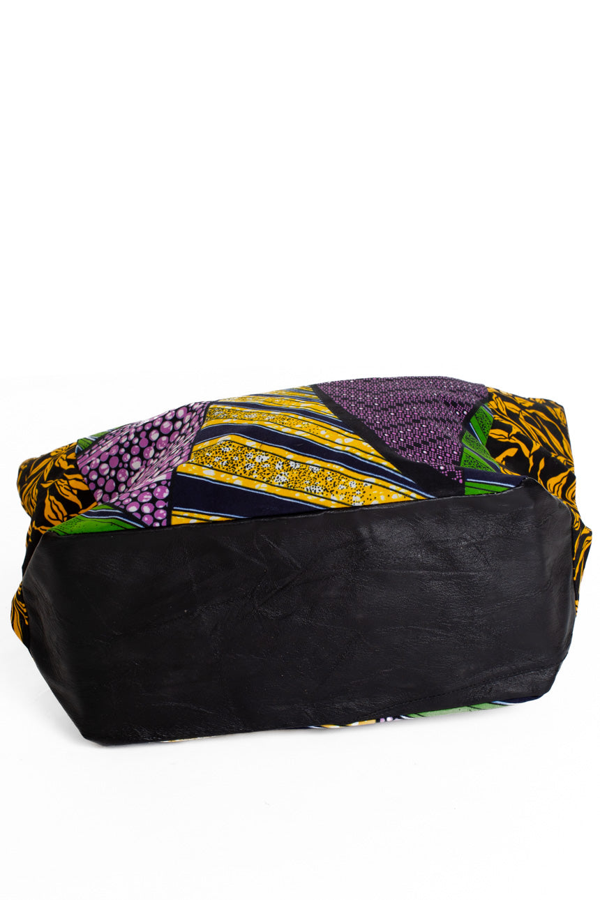 Shopperväska 37 cm kitenge lilagulgrön