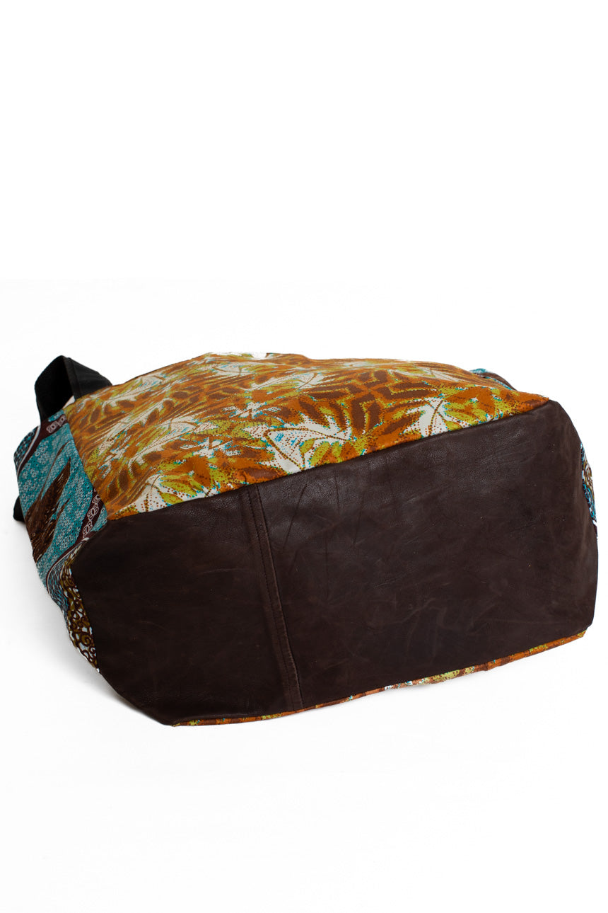 Shopperväska 37 cm kitenge orangeblå