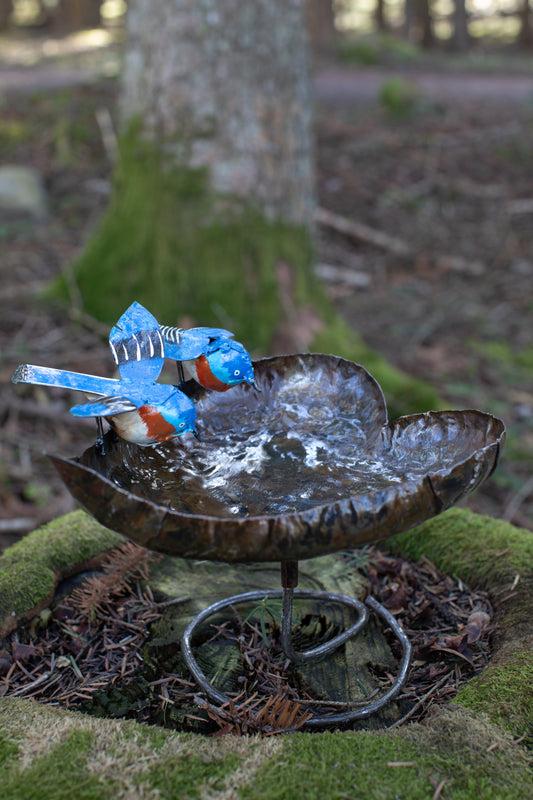 Fågelbad bord BLÅ FÅGLAR 26 cm återbruk