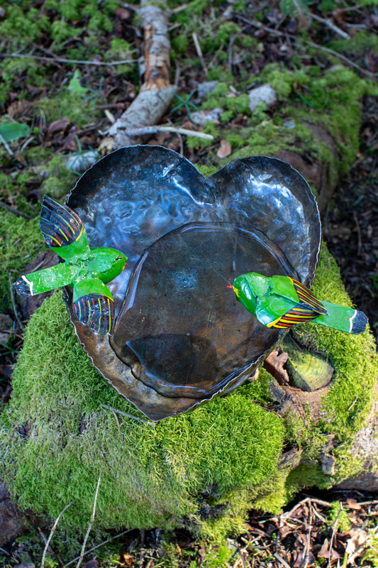 Fågelbad bord GRÖNA FÅGLAR 25 cm återbruk