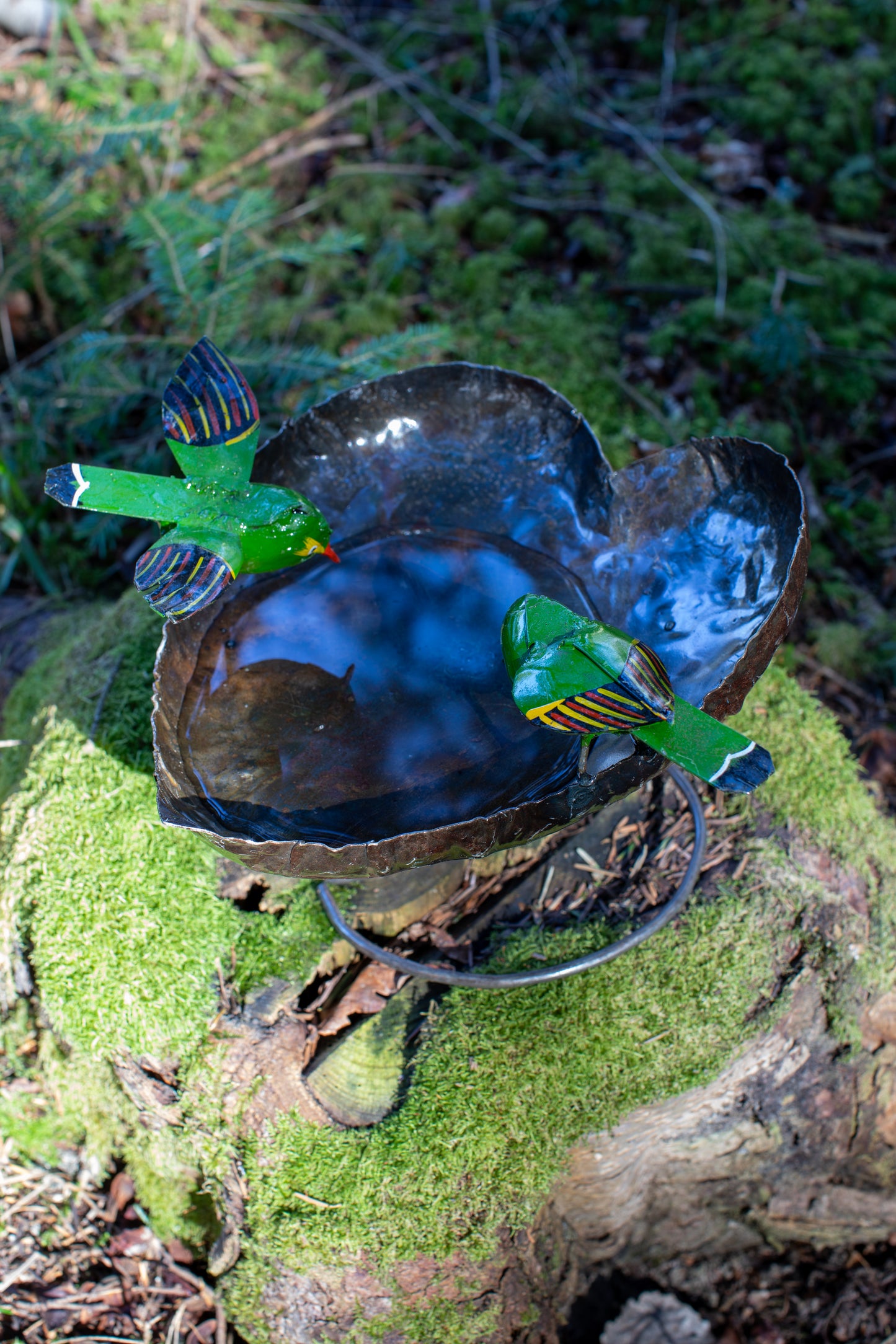 Fågelbad bord GRÖNA FÅGLAR 25 cm återbruk