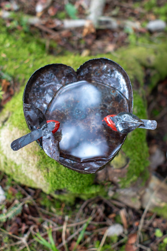 Fågelbad bord RÖDA FÅGLAR 25 cm återbruk