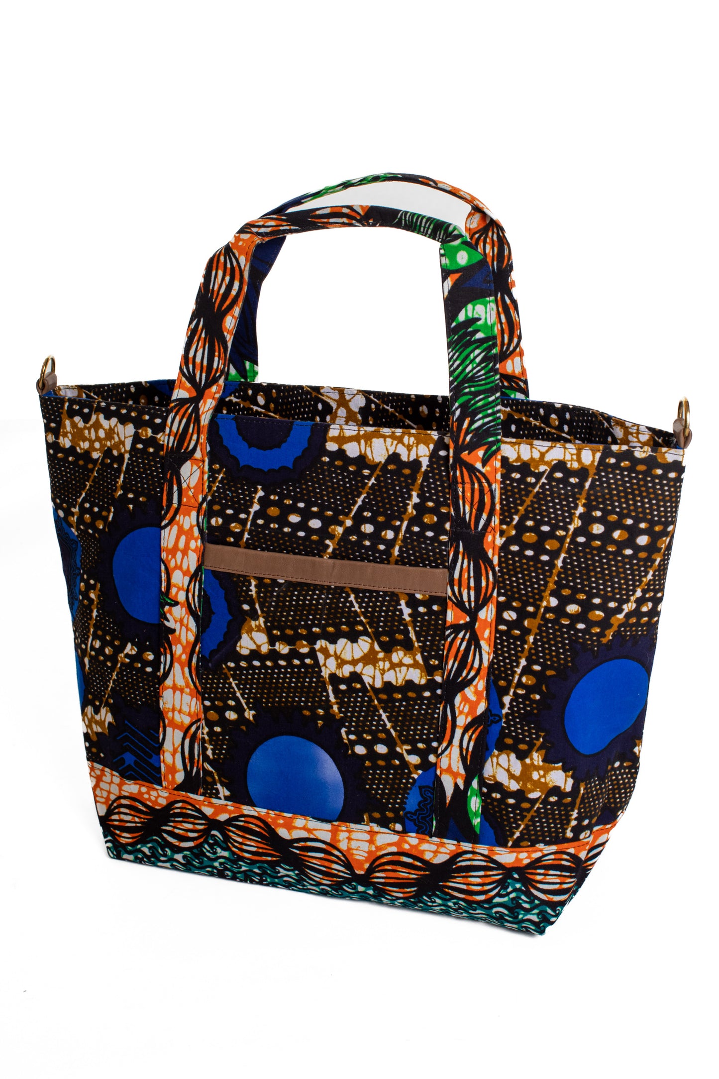 Toteväska kitenge blåbrun orange