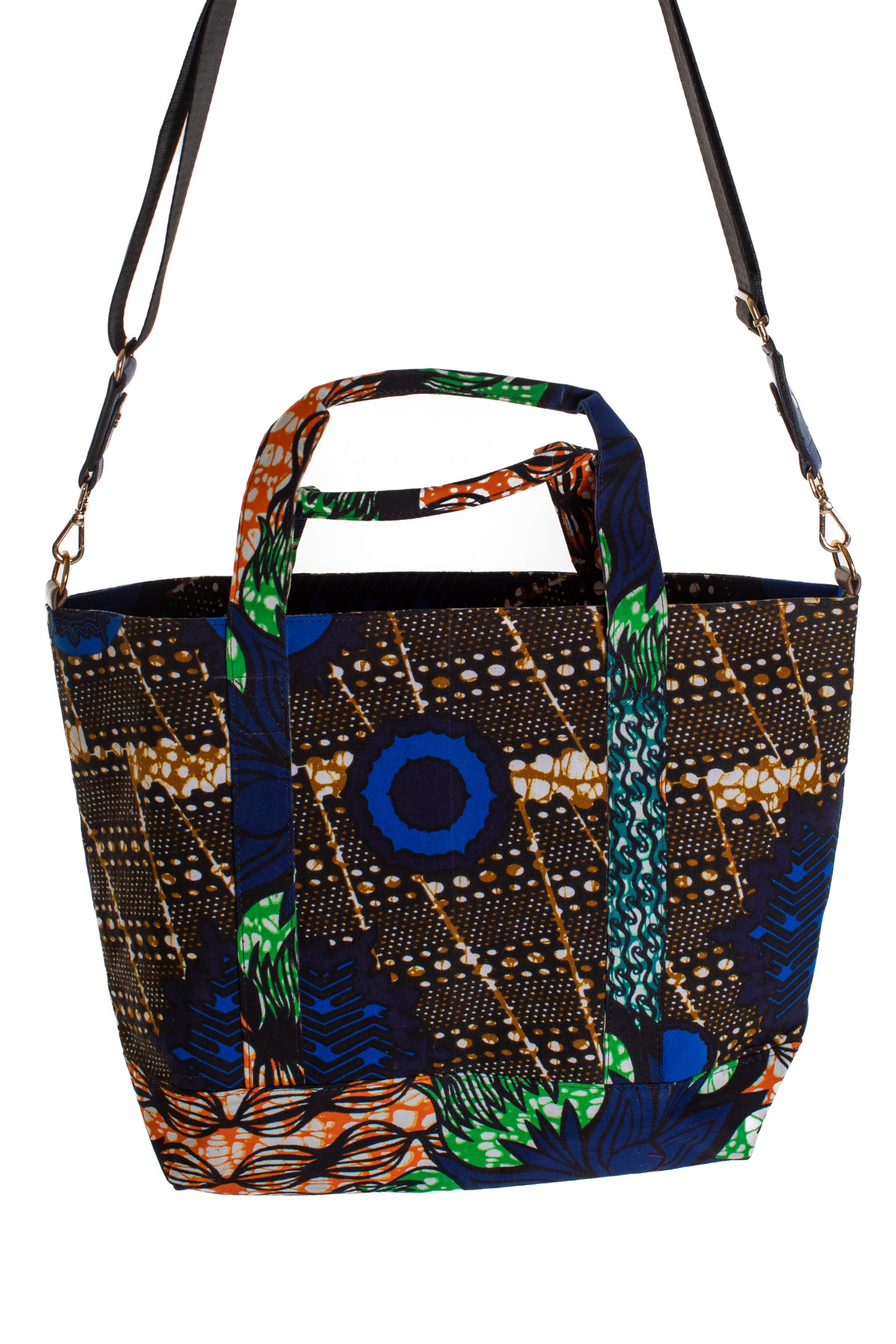 Toteväska kitenge blåbrun orange