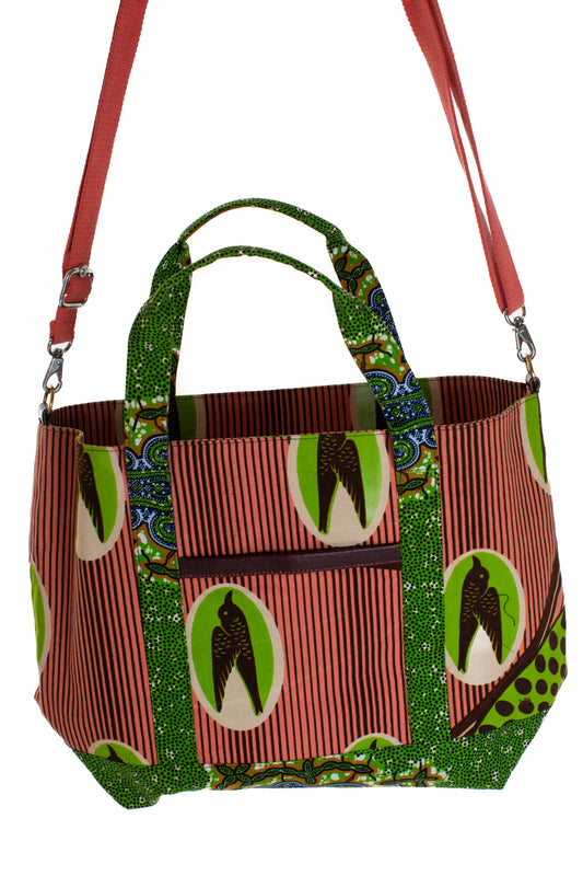 Toteväska kitenge grönrosa fåglar