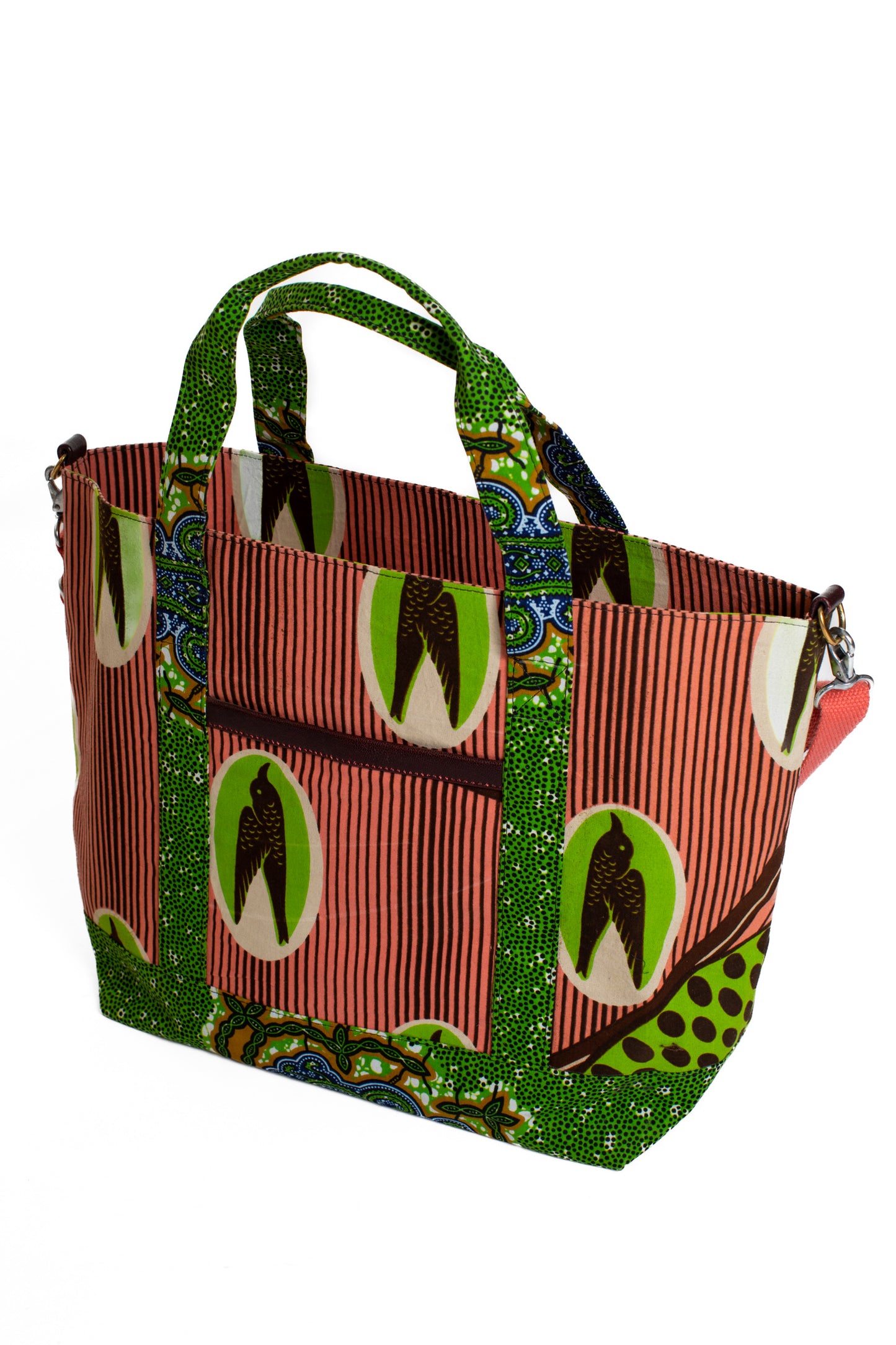 Toteväska kitenge grönrosa fåglar