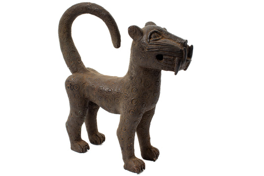 Bronsstaty 37 cm leopard Benin