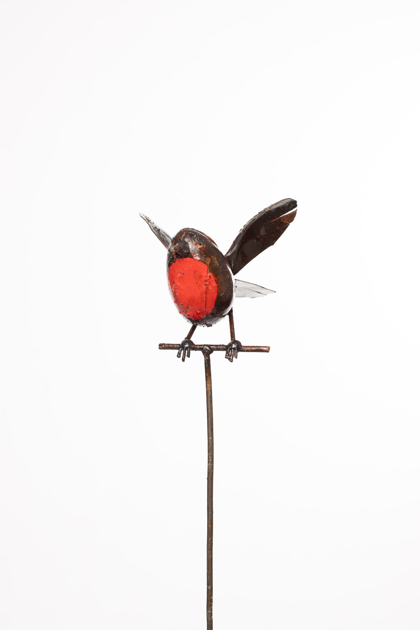Flygande röd FÅGEL Robin på pinne återbruk