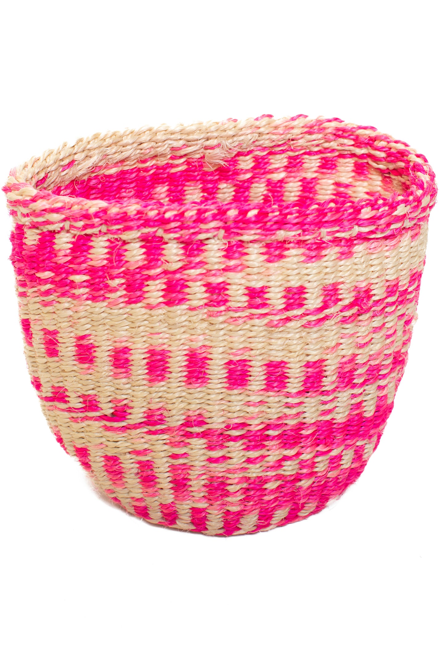 Förvaringskorg 14 cm rosa/vit sisal