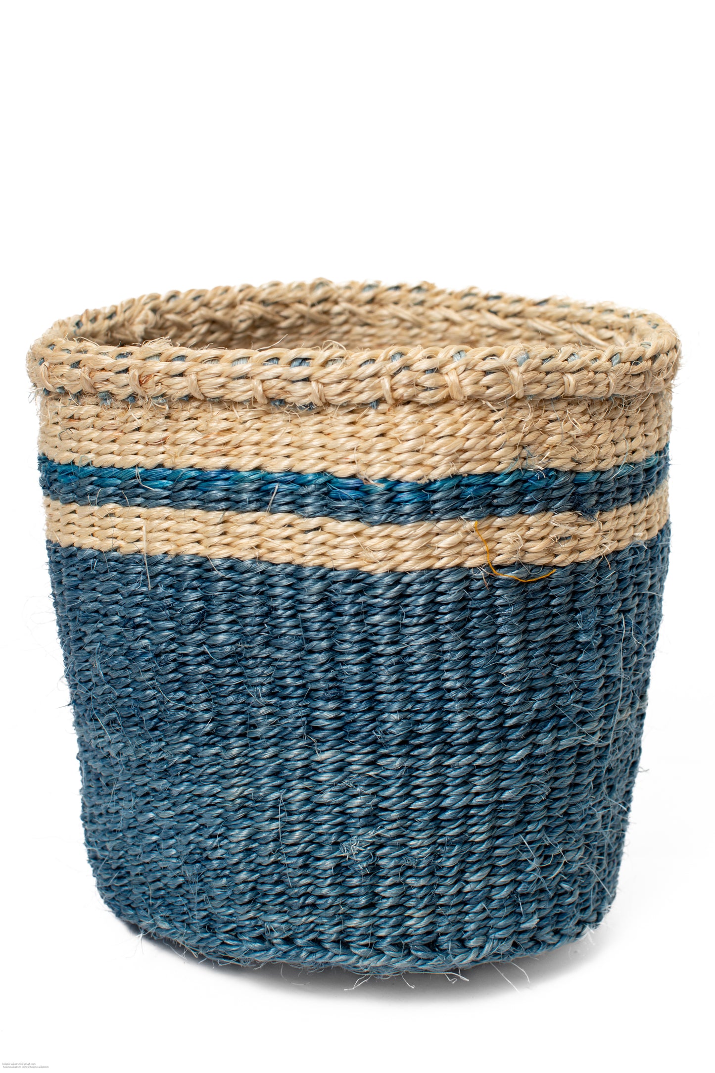 Förvaringskorg 16 cm blå vit sisal