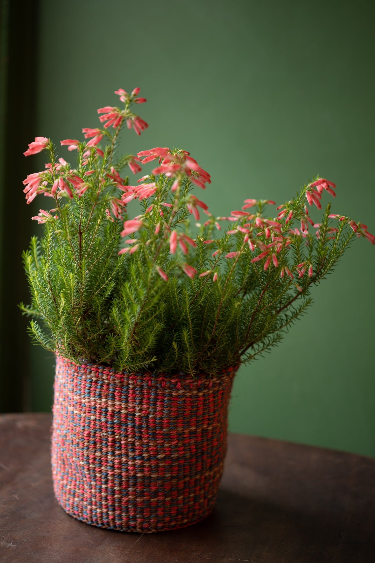 Förvaringskorg 16 cm melerad rosa ljusblå sisal