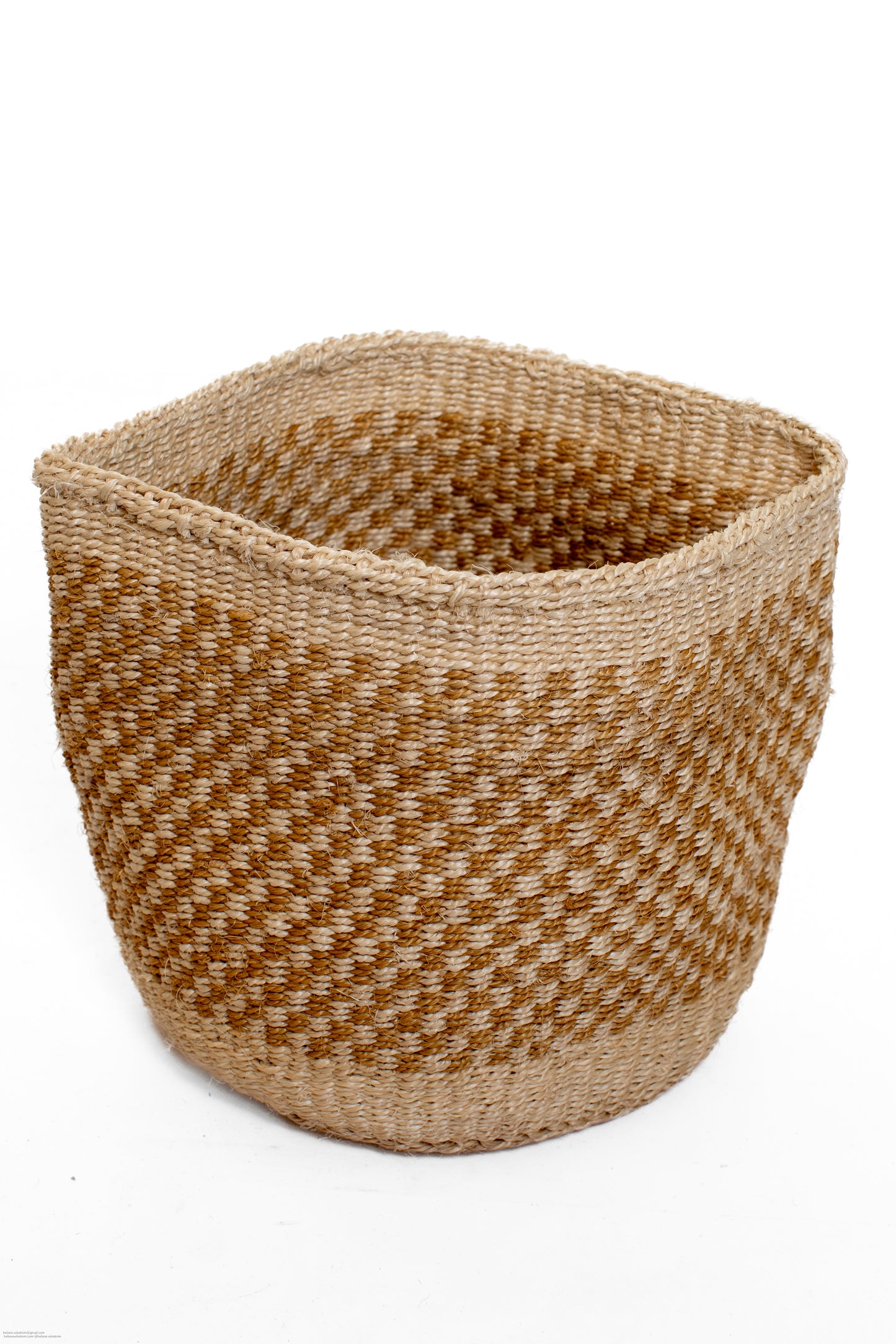 Förvaringskorg 21 cm sand vit rutig sisal