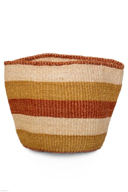 Förvaringskorg 22 cm randig sand vit sisal