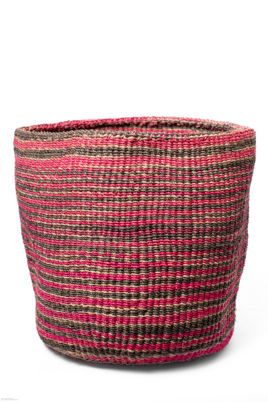 Förvaringskorg 25 cm rosa grå vit sisal