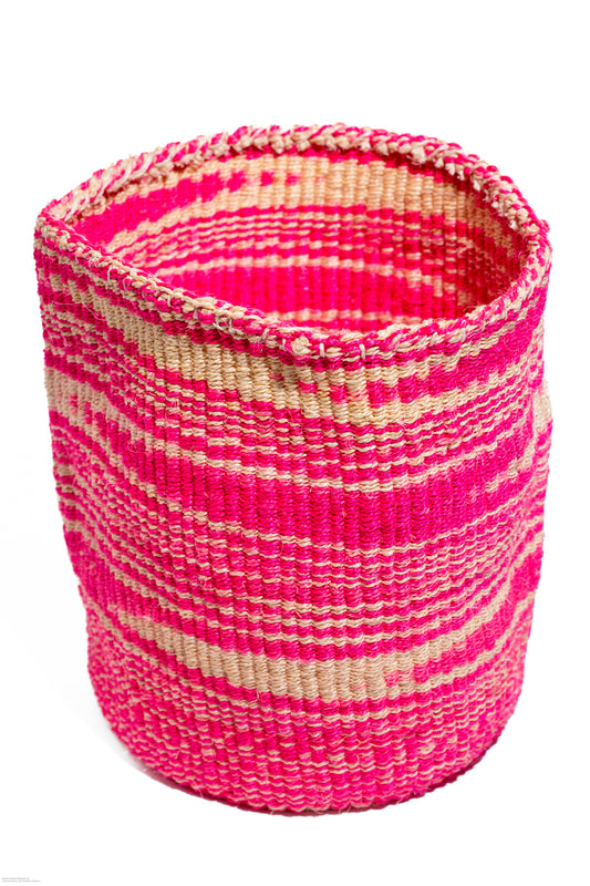 Förvaringskorg 27 cm chockrosa vit sisal