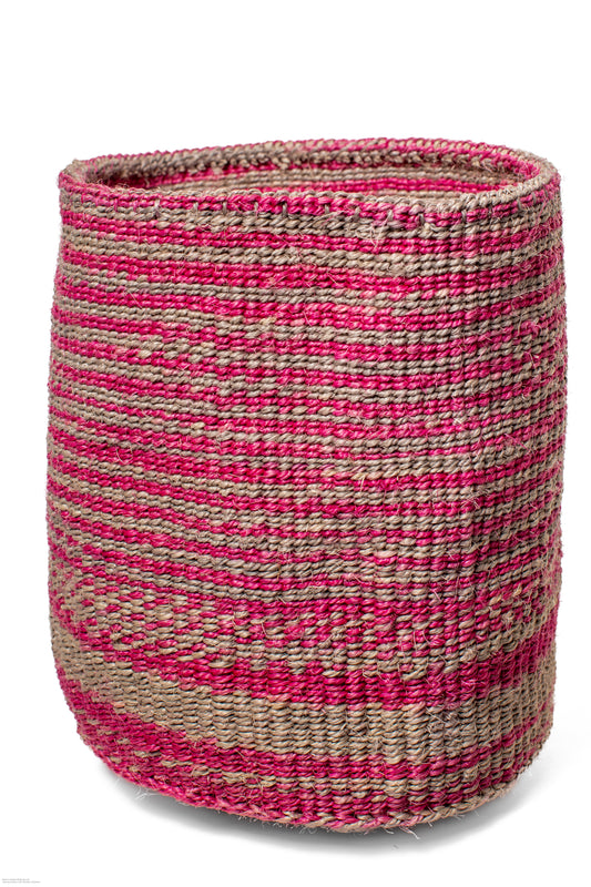 Förvaringskorg 28 cm rosa grå sisal