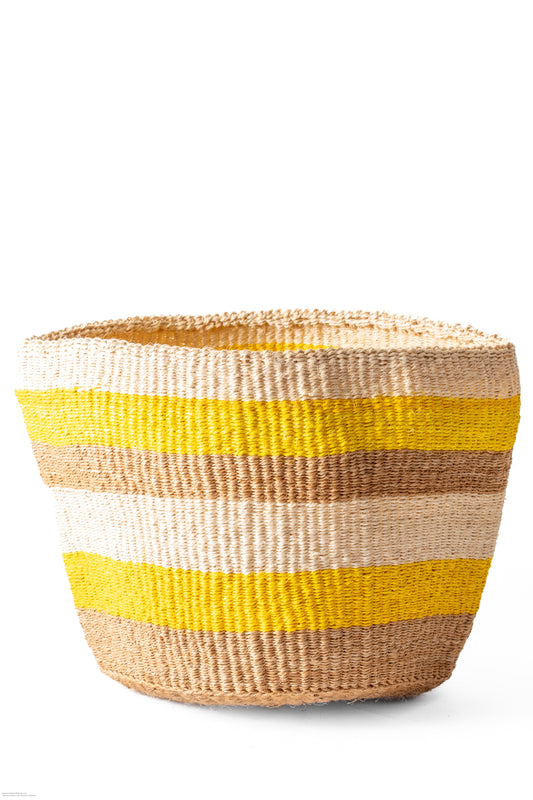 Förvaringskorg 31 cm randig gul sand sisal