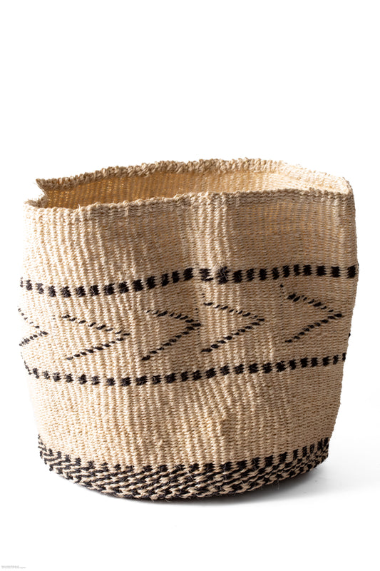 Förvaringskorg 34 cm pilar svartvit sisal