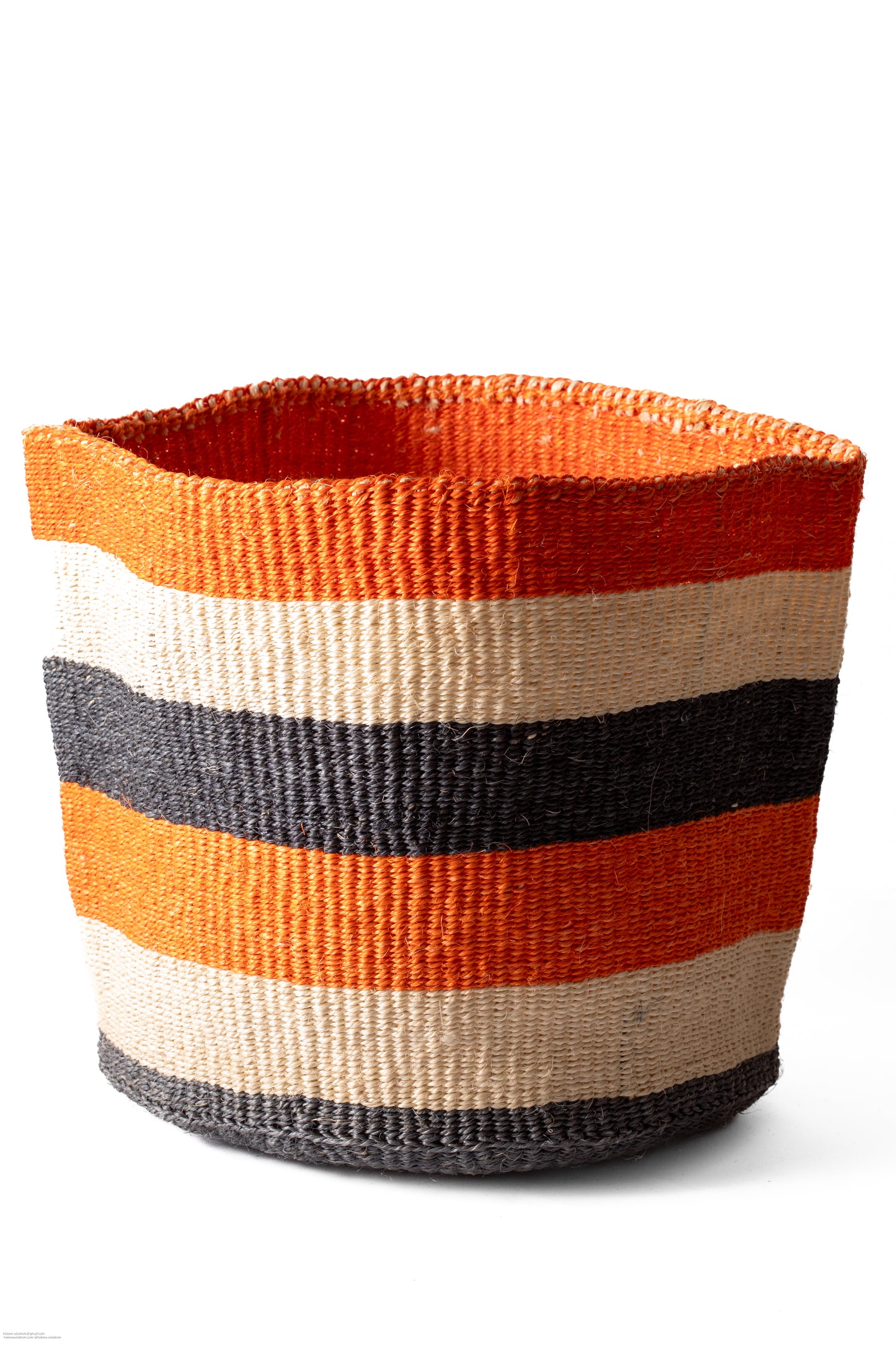 Förvaringskorg 37 cm randig orange grå sisal