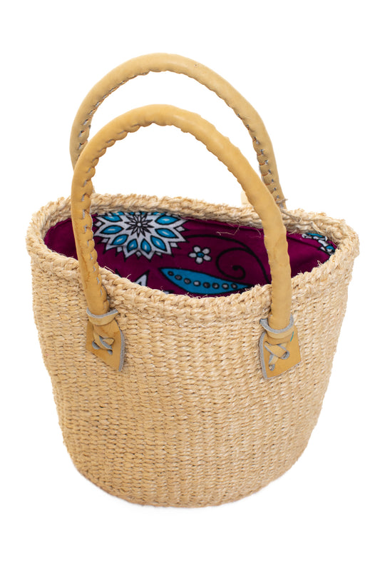 Shopper väska 13 cm vit SISAL läder kanga