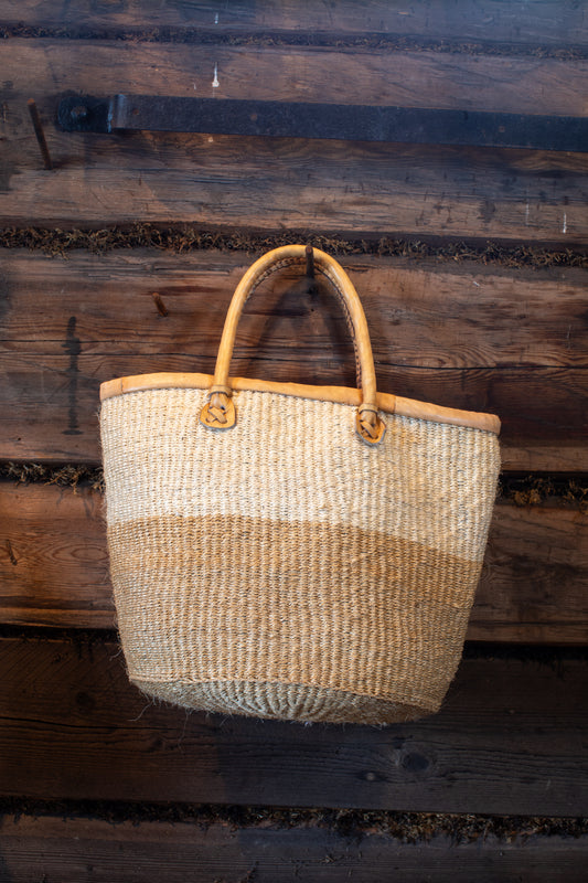 Shopper väska 30 cm sand vit SISAL läder